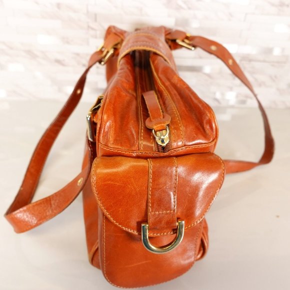 VERA PELLE Bag Brown Real Leather Shoulder Hobo Boho Large Italian Genuine Italy - Picture 6 of 15